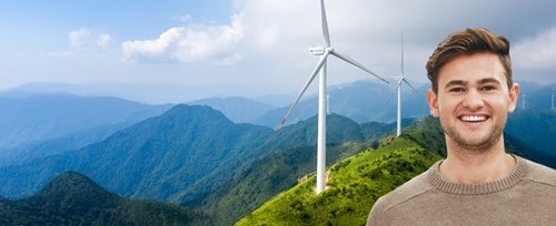 a young man in smilling . 